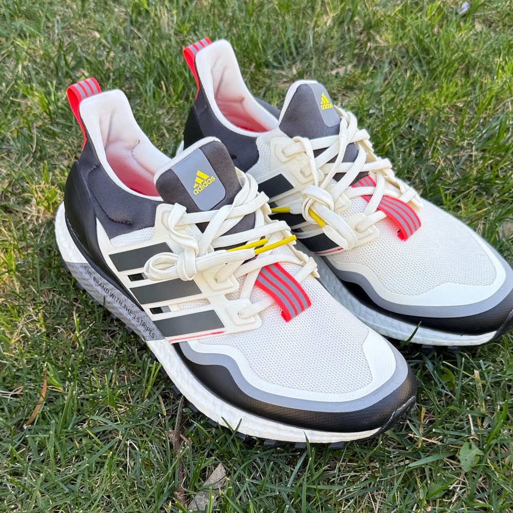 Adidas Ultra Boost Men's Sneakers - Black, White, and orange/red